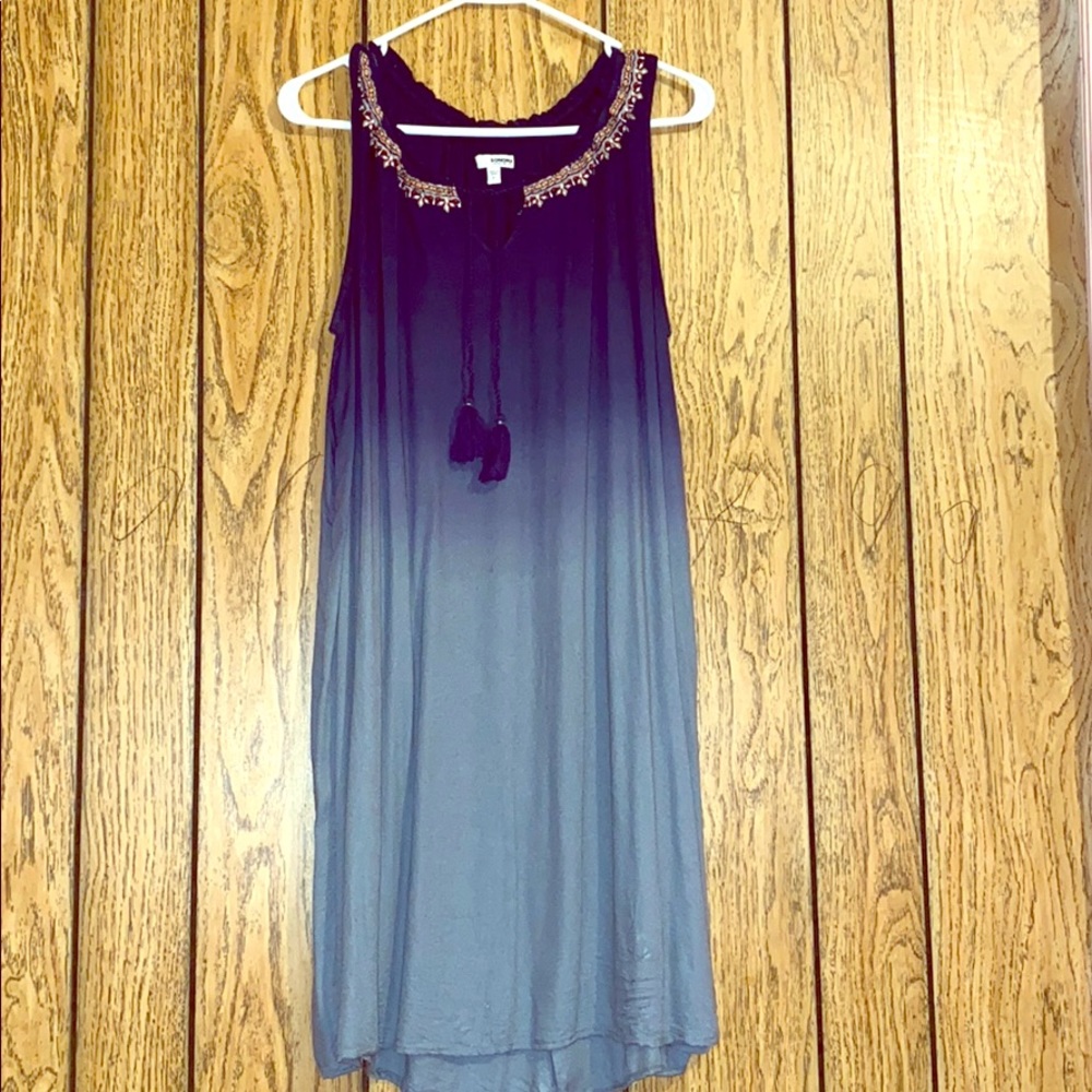 A Blue Ombré Sundress with an Embroidered Neckline